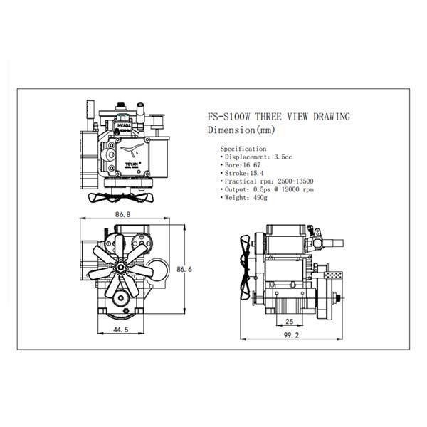 enginediy Engine Models Four Stroke Methanol Engine Water Cooling Four-stroke Engine Model FS-S100(W) - Enginediy