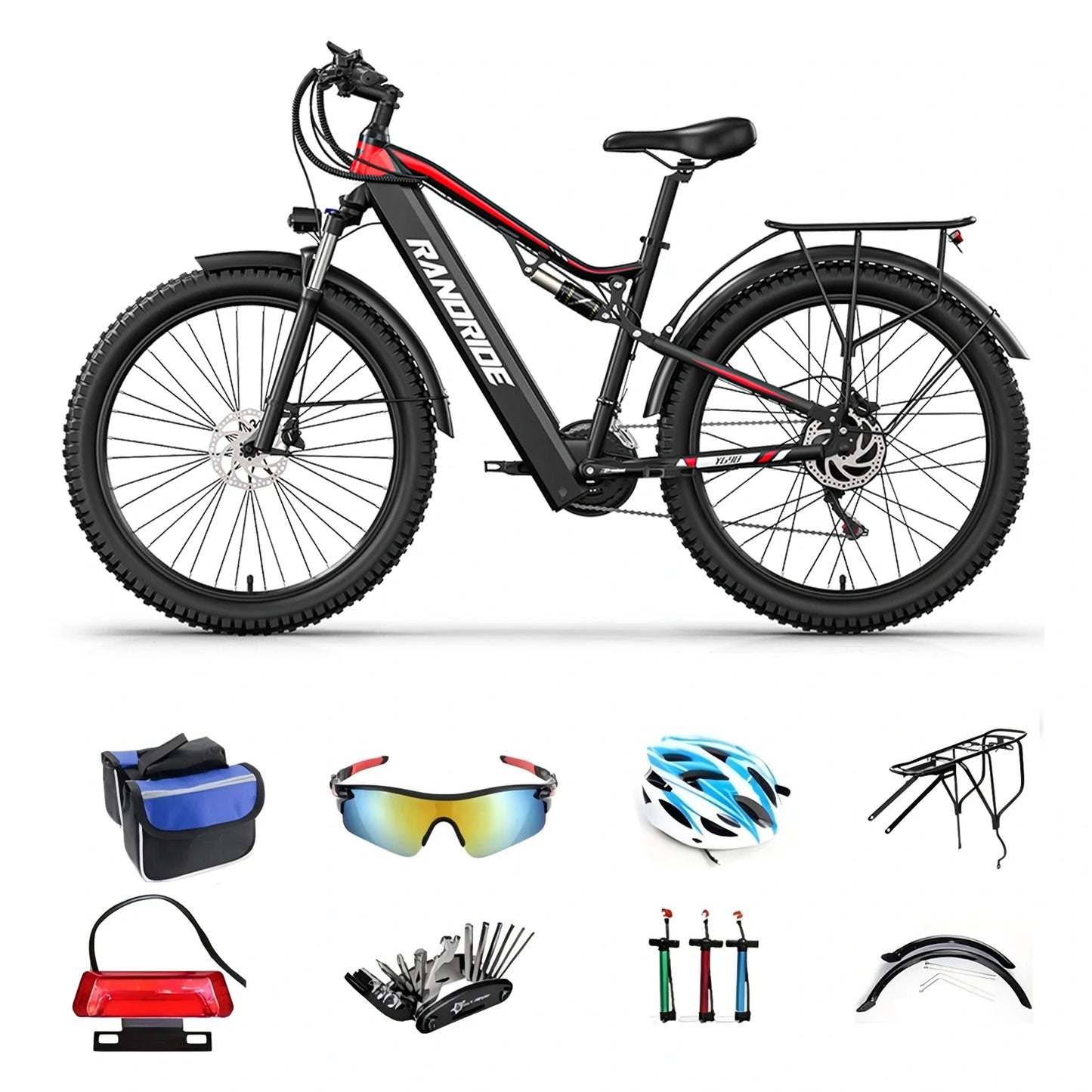 RANDRIDE YG90B 27.5" Electric Mountain Bike 1000W Motor 48V 17Ah Battery