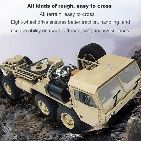 enginediy RC Engine Toyan Military Truck 1/12 2.4G RWD RC Car 4 Stroke Methanol Engine OFF-Road Vehicle